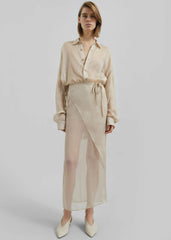 Oria Sheer Silk Chiffon Shirt - Beige