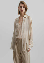 Oria Sheer Silk Chiffon Shirt - Beige