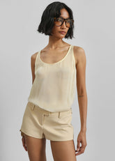 Oria Sheer Silk Chiffon Tank - Pale Yellow