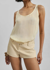Oria Sheer Silk Chiffon Tank - Pale Yellow