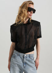 Tavy Cropped Sheer Shirt - Black