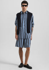 Matthias Striped Bermuda Shorts - Navy Stripe