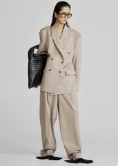 Dunbar Double-Breasted Blazer - Taupe