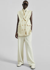 Daven Sleeveless Scarf Blazer - Cement
