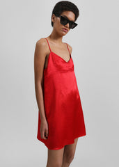 Elma Satin Mini Dress - Red