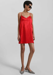 Elma Satin Mini Dress - Red