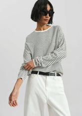 Iven Knit Pullover - White/Black Stripe