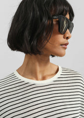 Iven Knit Pullover - White/Black Stripe