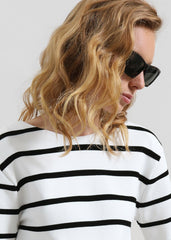Braye Padded Knit Top - White/Black Stripe