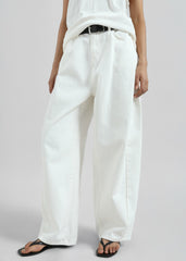Halgar Frayed Seam Barrel-Leg Jeans - White