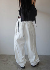 Halgar Frayed Seam Barrel-Leg Jeans - White