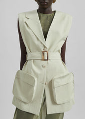 Carral Belted Vest - Pale Green