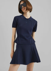 Kiama Cinched Knit Polo - Navy