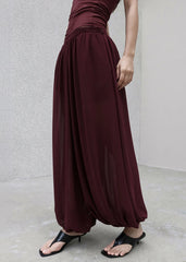 Solrae Fluid Balloon Pants - Burgundy