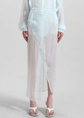 Oria Sheer Silk Chiffon Wrap Skirt - Pale Blue