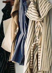 Tekla Hooded Bathrobe - Racing Green Stripes