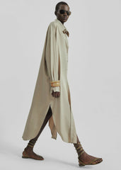 Silvan Neck Tie Shirt Dress - Taupe