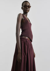 Gaeta Wide Corded Waistband Culottes - Burgundy