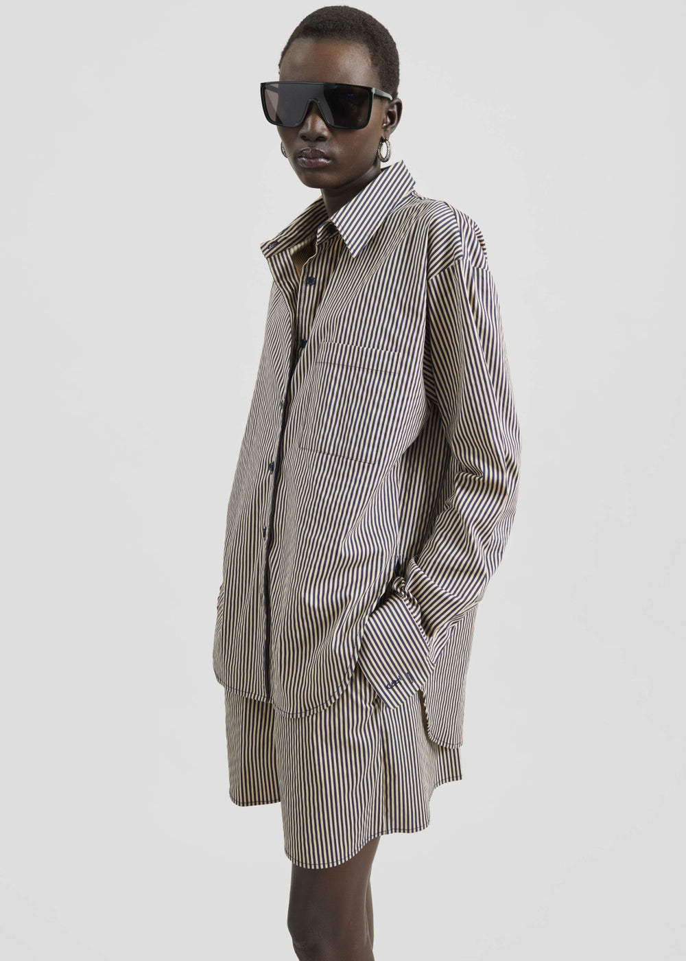 Lui Shirt - Beige/Navy Stripe