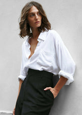 Hanna Silky Oversized Blouse - White