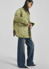 Teddy Quilted Jacket - Moss Green
