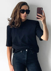 Carrington Padded Shoulder Tee - Black