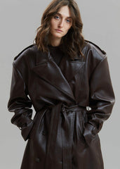 Diana Faux Leather Trench Coat - Java