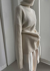 Thelma Ribbed Sweater Dress - Cream