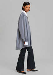 Jany Tie-Neck Shirt - Black Stripe