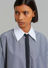 Jany Tie-Neck Shirt - Black Stripe