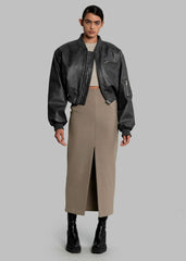 Gae Faux Leather Cropped Bomber - Charcoal
