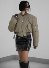 Mati Cropped Padded Bomber - Olive