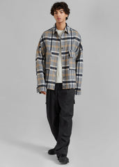 Keaton Flannel Pocket Overshirt - Checked Grey