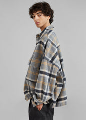 Keaton Flannel Pocket Overshirt - Checked Grey