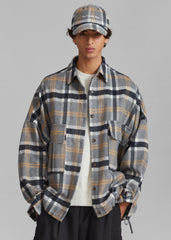 Keaton Flannel Pocket Overshirt - Checked Grey