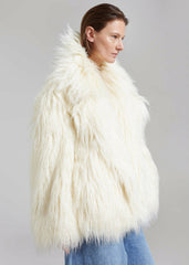 Liza Short Faux Fur Coat - Off White