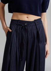 Noor Wide Pants - Navy Pinstripe
