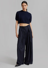 Noor Wide Pants - Navy Pinstripe