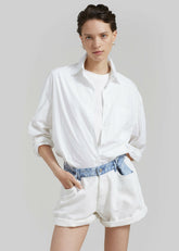 Hayla Contrast Denim Shorts - Off White/Blue