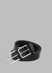 Willow Double Buckle Leather Belt - Black