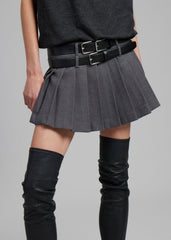 Willow Double Buckle Leather Belt - Black