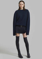 Rafaela Padded Knit Sweater - Navy