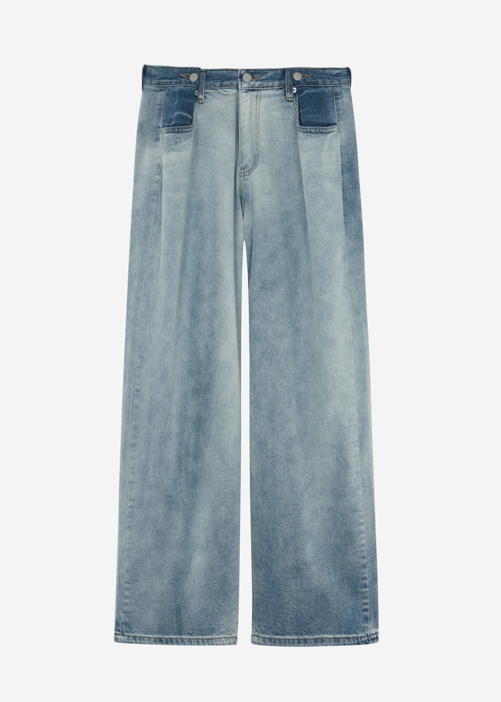Hayla Contrast Denim Pants - Light Wash/Blue