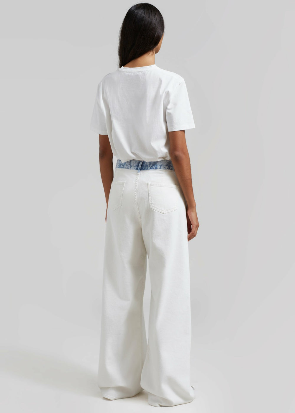 Hayla Contrast Denim Pants - Off White/Blue