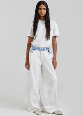 Hayla Contrast Denim Pants - Off White/Blue