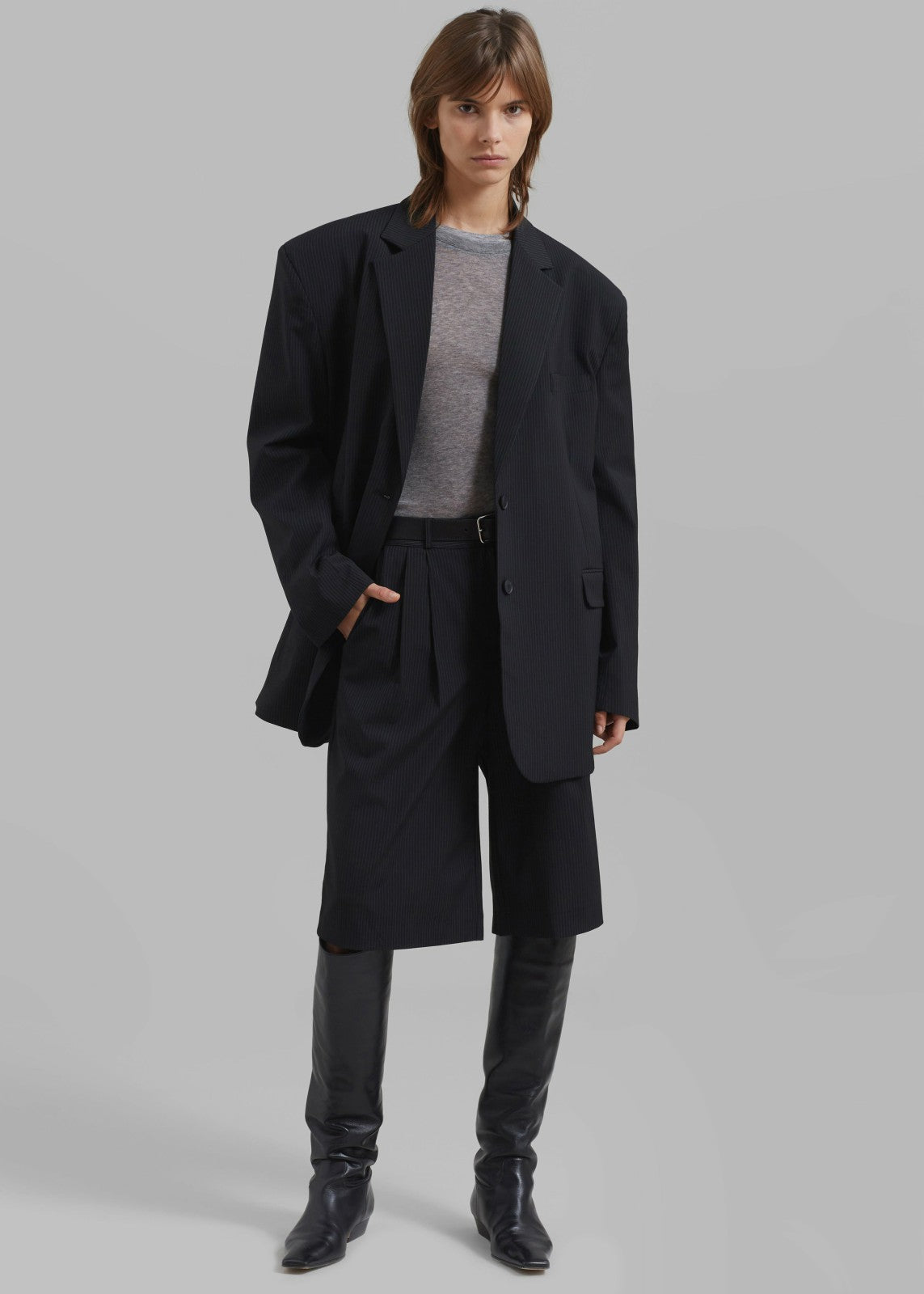 Wilma Blazer - Black Pinstripe
