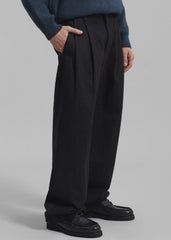 Stephen Pleated Denim Trousers - Black