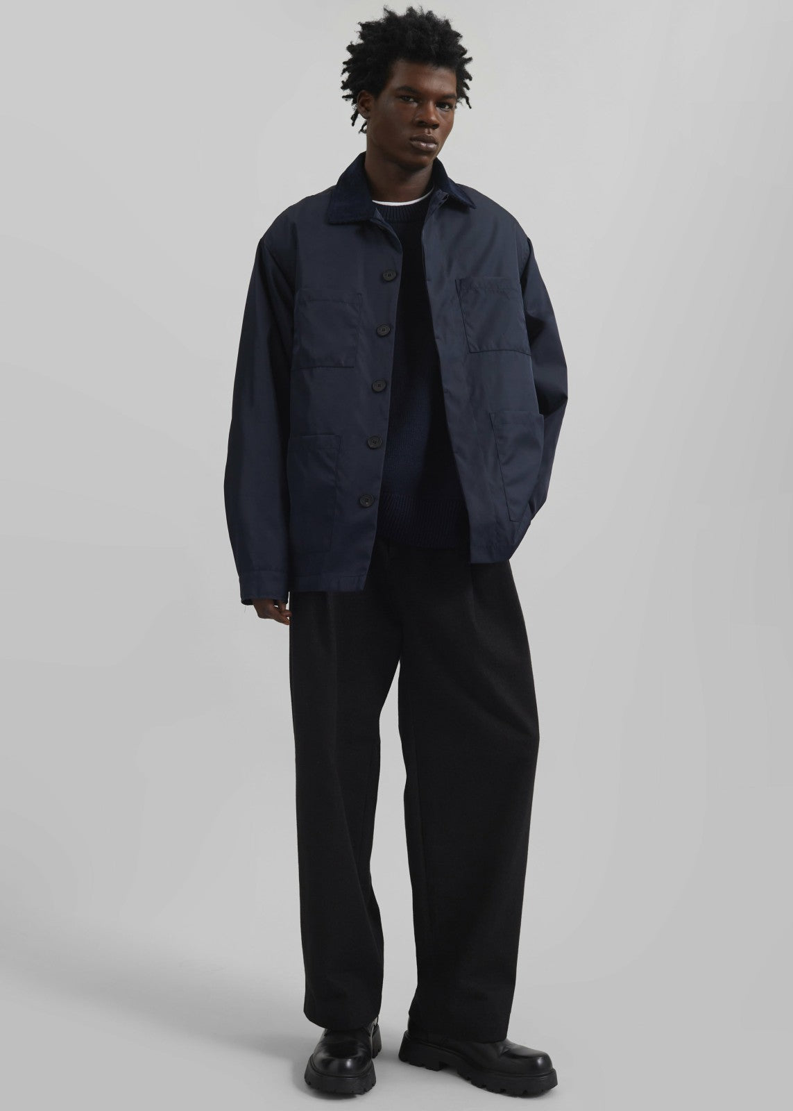 Stephen Pleated Denim Trousers - Black