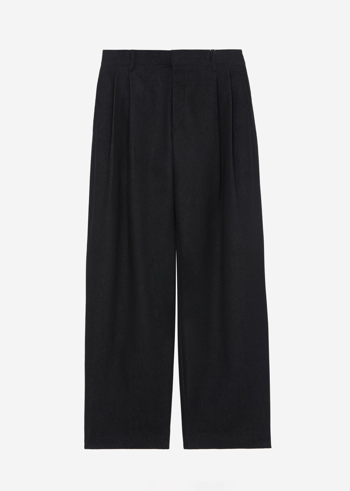 Stephen Pleated Denim Trousers - Black
