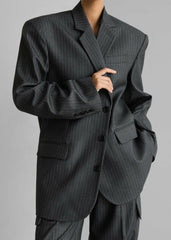 Elise Blazer - Grey/White Pinstripe